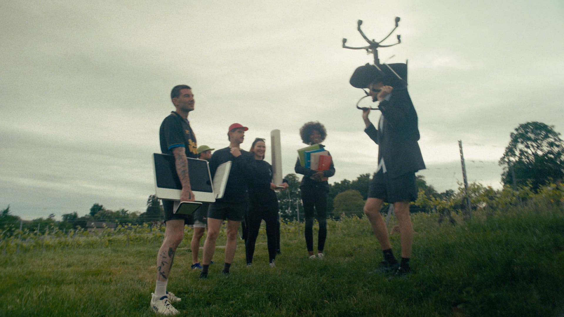 PTO runners gathering in a field before a race